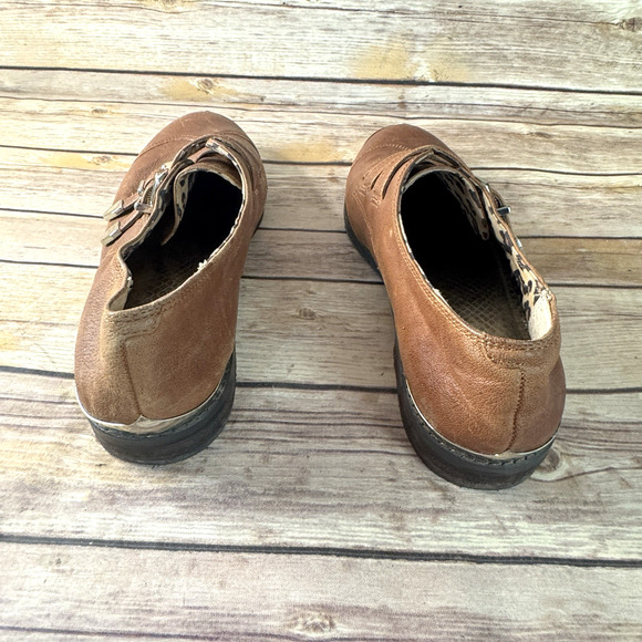 Gianni Bini Womens Cognac Brown Leather Monk Strap Wingtip Oxford Shoes 8M - Picture 6 of 8